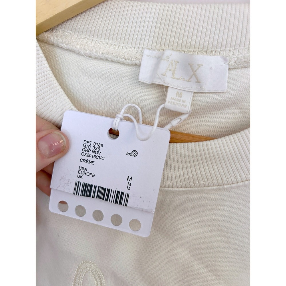 Le ALX Colorado Embroidered Organic Cotton Sweatshirt Creme Womens Medium NEW - Picture 4 of 8